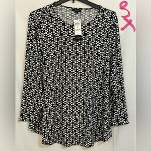 Alfani Black and White Patterned Blouse